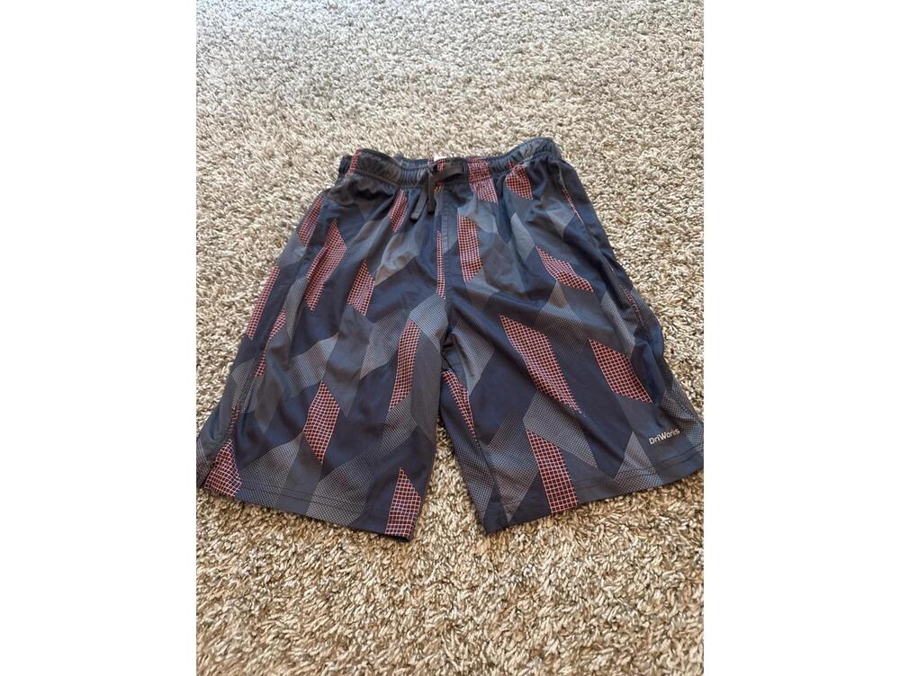Athletic Works Boys Black Red Geometric Active Shorts XL